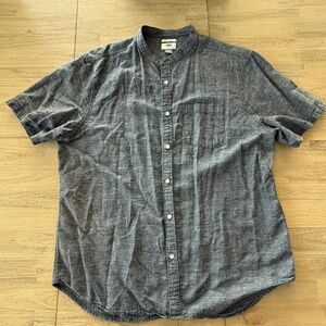 Woven Cotton Mens Shirt Navy/White XL Mens Slim Fit